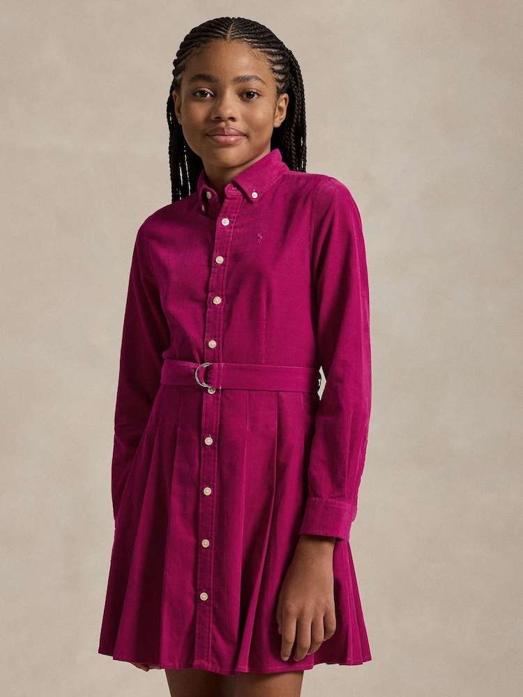 Polo Ralph Lauren Girls Pink Oxford Button Pleated 100% Cotton Dress - Изображение 1 из 5