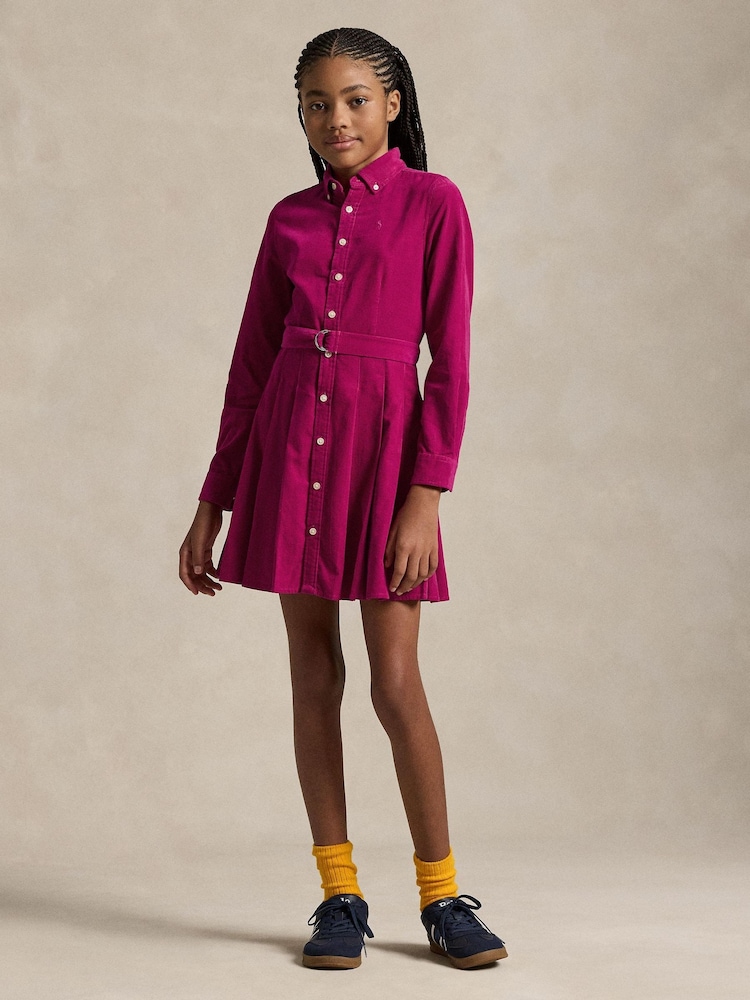 Polo Ralph Lauren Girls Pink Oxford Button Pleated 100% Cotton Dress - Изображение 2 из 5
