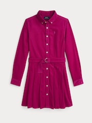 Polo Ralph Lauren Girls Pink Oxford Button Pleated 100% Cotton Dress - Изображение 4 из 5