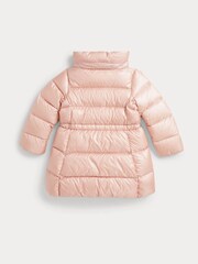 Polo Ralph Lauren Girls Pink Metallic Longline Puffer Jacket - Image 4 of 4