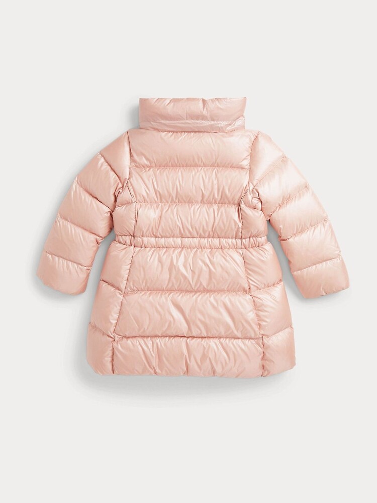 Polo Ralph Lauren Girls Pink Metallic Longline Puffer Jacket - Image 4 of 4