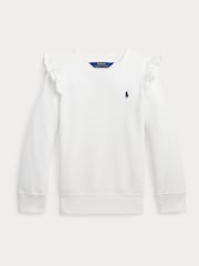 Polo Ralph Lauren weißes Jersey-Sweatshirt mit Rüschenärmeln für Mädchen - Bild 1 von 6