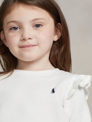 Polo Ralph Lauren weißes Jersey-Sweatshirt mit Rüschenärmeln für Mädchen - Bild 5 von 6