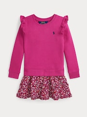 Polo Ralph Lauren Girls Pink Jersey Sweatshirt 100% Cotton Floral Dress - Bild 1 von 2