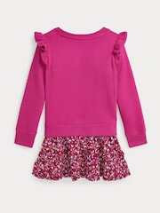 Polo Ralph Lauren Girls Pink Jersey Sweatshirt 100% Cotton Floral Dress - Bild 2 von 2