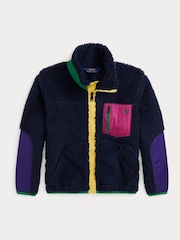 Polo Ralph Lauren Girls Navy Zip Through Contrast Detail Fleece - Image 1 of 2