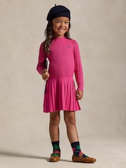 Polo Ralph Lauren Girls Cable Knit Pleated 100% Cotton Dress - Image 1 of 5