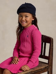 Polo Ralph Lauren Girls Cable Knit Pleated 100% Cotton Dress - Image 2 of 5