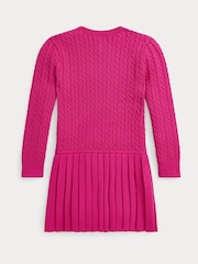 Polo Ralph Lauren Girls Cable Knit Pleated 100% Cotton Dress - Image 5 of 5