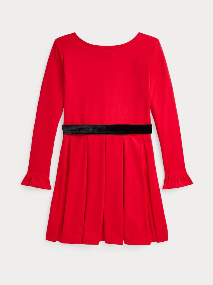 Polo Ralph Lauren Girls Red Belted Occasion Dress - Image 2 of 2