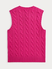 Polo Ralph Lauren Girls Pink Cable Knit Tank 100% Cotton Vest - Image 2 of 2