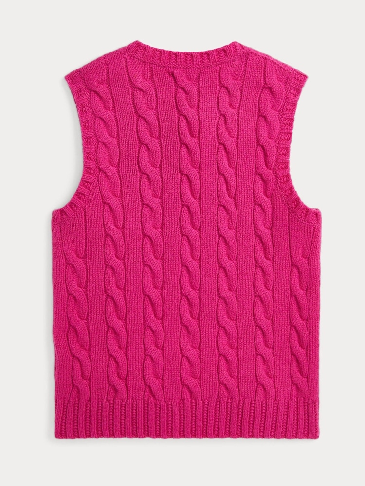 Polo Ralph Lauren Girls Pink Cable Knit Tank 100% Cotton Vest - Image 2 of 2