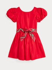 Polo Ralph Lauren Girls Red Belted Puff Skirt Occasion 100% Cotton Dress - Image 1 of 2