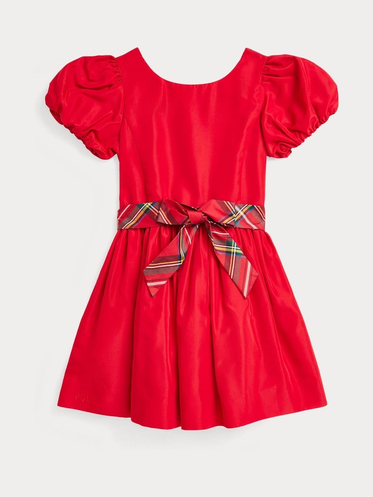 Polo Ralph Lauren Girls Red Belted Puff Skirt Occasion 100% Cotton Dress - Image 1 of 2
