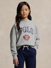 Polo Ralph Lauren Girls Grey Varsity Logo Sweatshirt - Image 1 of 5