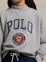 Polo Ralph Lauren Girls Grey Varsity Logo Sweatshirt - Image 3 of 5