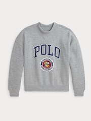 Polo Ralph Lauren Girls Grey Varsity Logo Sweatshirt - Image 4 of 5