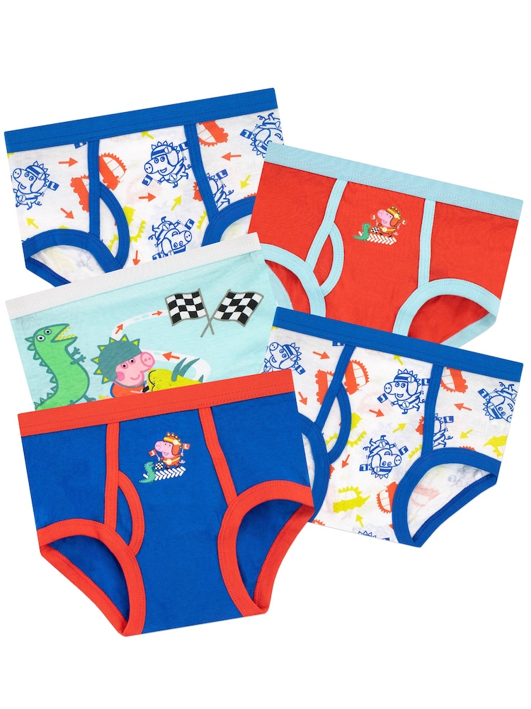 Character Blue George Pig 100% Cotton Underwears 5 Pack - Image 1 of 6
