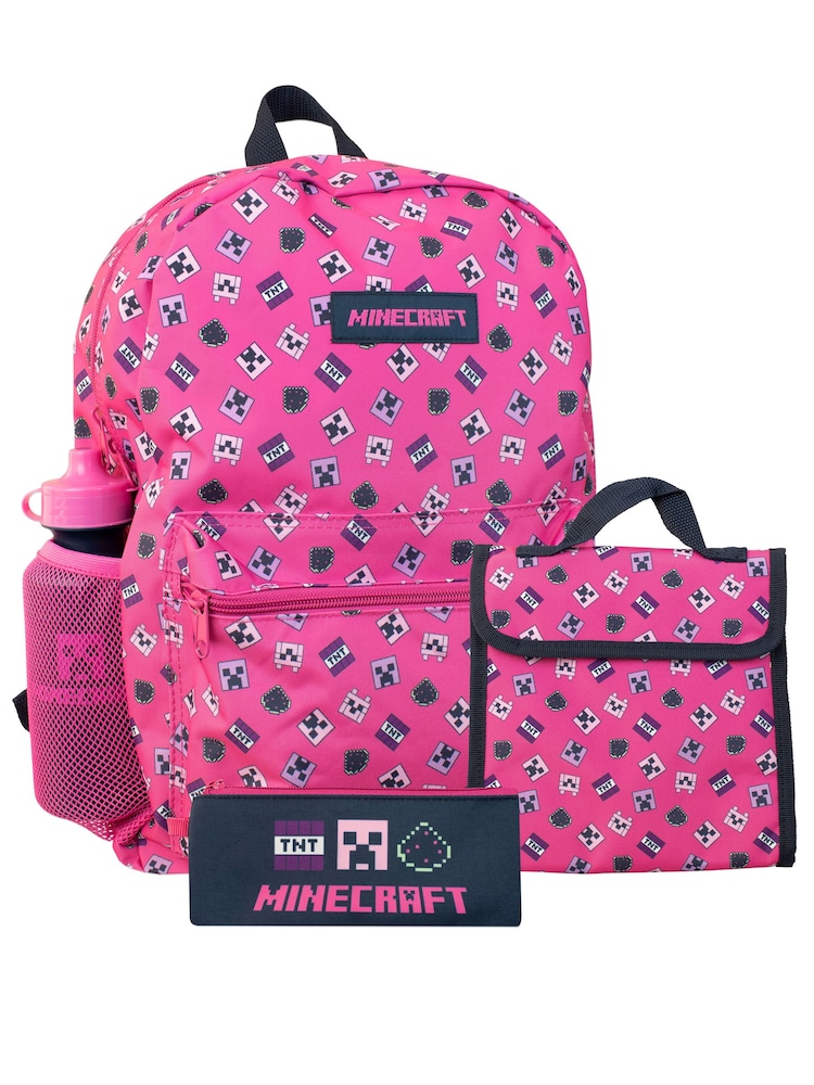 Character Pink Minecraft Backpack 4 Piece Set - Image 1 of 6