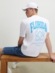 River Island White Regular Fit Florida Pickleball T-Shirt - Image 3 of 4