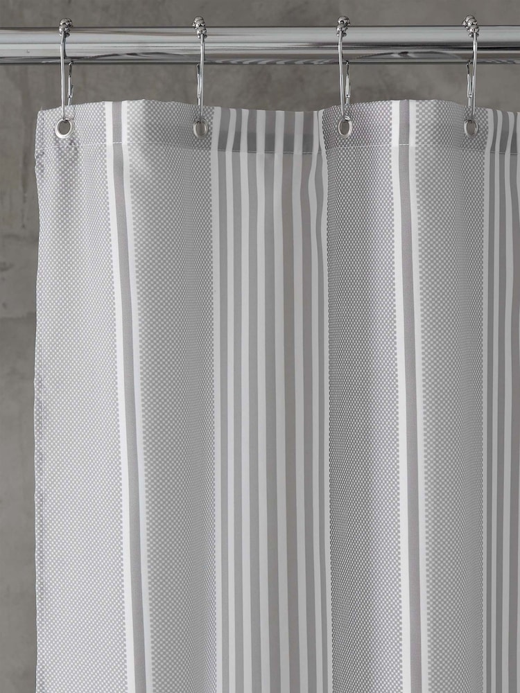 Catherine Lansfield Textured Stripe Shower Curtain - Imagem 1 de 2
