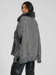 South Beach Grey Faux Fur Poncho - Image 2 of 5