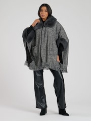 South Beach Grey Faux Fur Poncho - Image 4 of 5