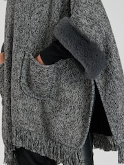 South Beach Grey Faux Fur Poncho - Image 5 of 5