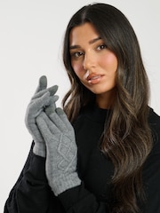 South Beach Grey Knitted Touchscreen Gloves - Image 1 of 3