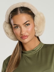 South Beach Cream Fluffy Earmuffs - Image 3 of 4