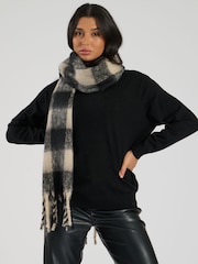 South Beach Green Check Fluffy Scarf - Image 1 of 5