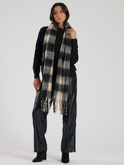 South Beach Green Check Fluffy Scarf - Image 2 of 5