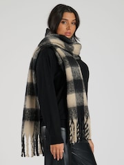 South Beach Green Check Fluffy Scarf - Image 4 of 5