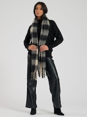 South Beach Green Check Fluffy Scarf - Image 5 of 5