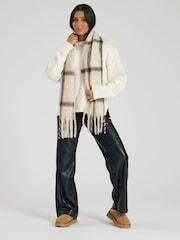 South Beach Cream Check Fluffy Scarf - Image 2 of 5