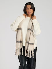 South Beach Cream Check Fluffy Scarf - Image 3 of 5