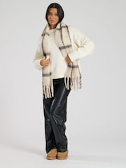 South Beach Cream Check Fluffy Scarf - Image 5 of 5