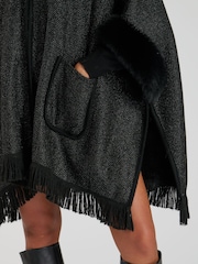 South Beach Black Faux Fur Poncho - Image 4 of 6