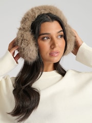 South Beach Taupe Fluffy Faux Fur Earmuffs - Bild 1 von 4