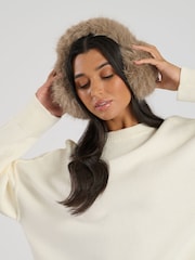 South Beach Taupe Fluffy Faux Fur Earmuffs - Bild 2 von 4