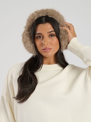 South Beach Taupe Fluffy Faux Fur Earmuffs - Bild 4 von 4