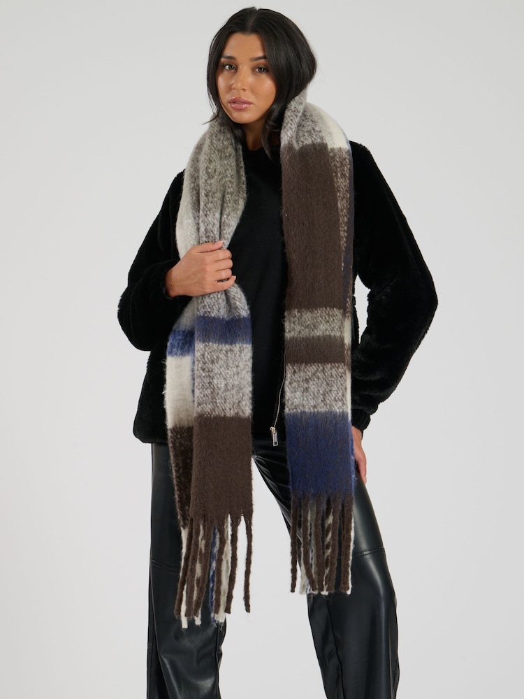 South Beach Blue Fluffy Oversized Scarf - Image 1 of 4