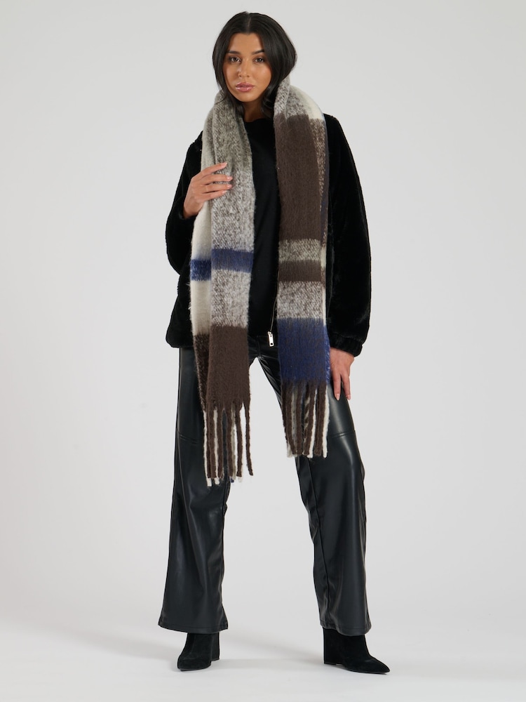 South Beach Blue Fluffy Oversized Scarf - Image 2 of 4