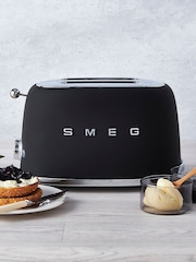 Smeg Black 2 Slice Toaster - Image 1 of 7