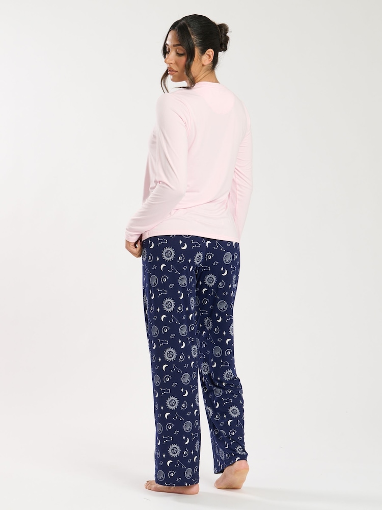 Loungeable Pink Go Where The Stars Long Sleeve And Long Pant Pyjama Set - Image 2 of 5