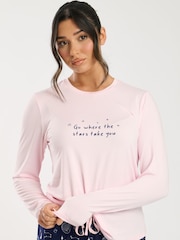 Loungeable Pink Go Where The Stars Long Sleeve And Long Pant Pyjama Set - Image 4 of 5
