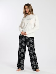 Loungeable Natural Life Is Better In Pjs' Long Sleeve And Long Pant Pyjama Set - Image 1 of 5