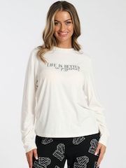Loungeable Natural Life Is Better In Pjs' Long Sleeve And Long Pant Pyjama Set - Image 2 of 5