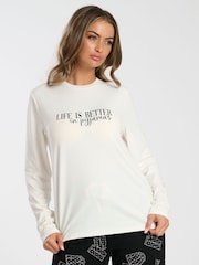 Loungeable Natural Life Is Better In Pjs' Long Sleeve And Long Pant Pyjama Set - Image 3 of 5
