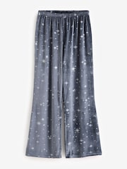 Loungeable Blue Super Soft Velour Star Foil Print Buttoned Pyjamas - Image 9 of 9